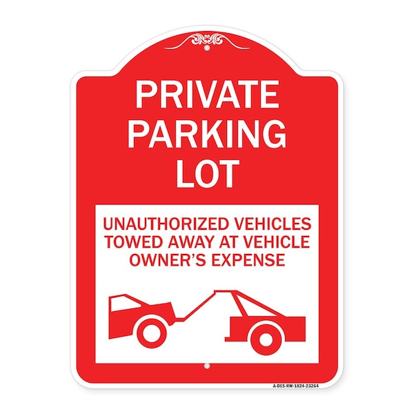 Signmission Private Parking Lot Unauthorized Vehicles Towed at Owner Expense, A-DES-RW-1824-23264 A-DES-RW-1824-23264 - main